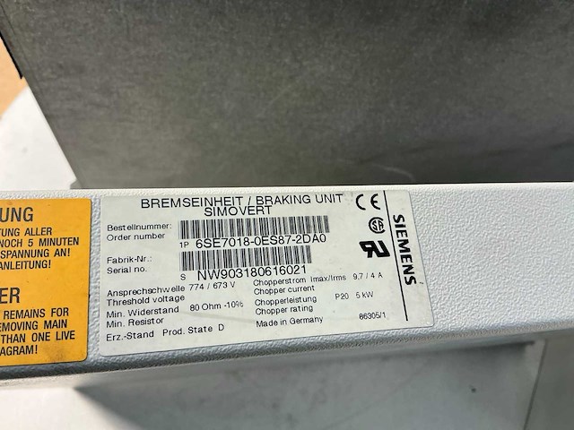 Siemens simovert braking unit (3x) - afbeelding 7 van  8
