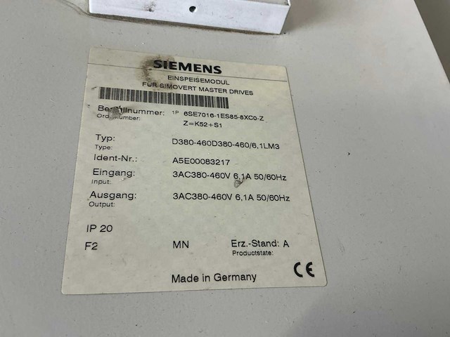 Siemens simovert masterdrives 6se7016-1es85-8xc0-z voedingsmodule - afbeelding 3 van  4