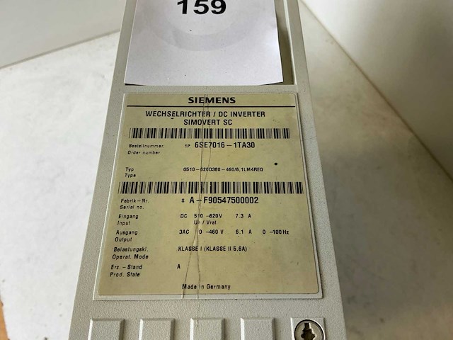 Siemens simovert vc 6se7016-1ta30 frequentieregelaar - afbeelding 5 van  5