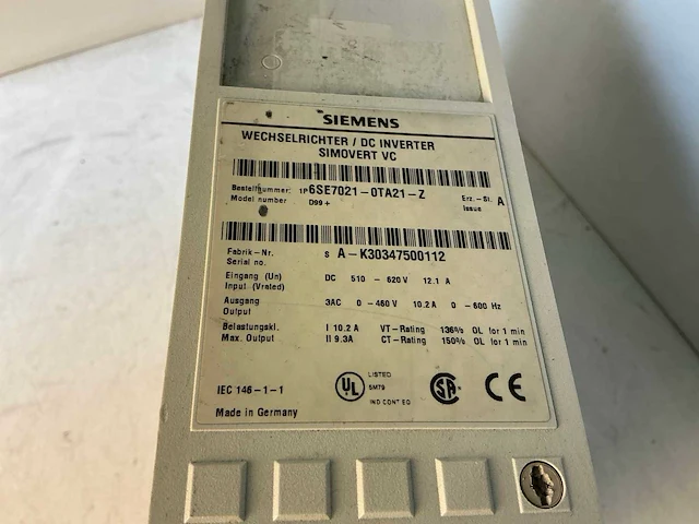 Siemens simovert vc 6se7021-0ta21-z frequentie-omvormer - afbeelding 3 van  5