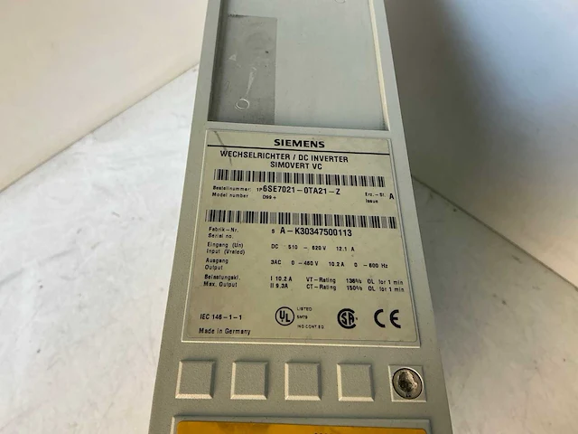 Siemens simovert vc 6se7021-0ta21-z frequentie-omvormer - afbeelding 3 van  4