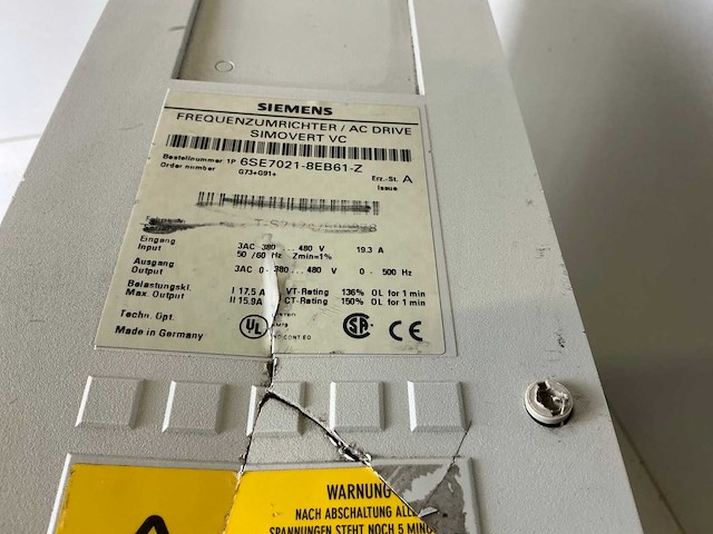 Siemens simovert vc 6se7021-8eb61-z frequentieregelaar - afbeelding 5 van  5
