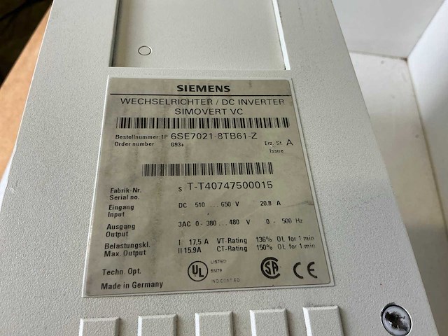 Siemens simovert vc 6se7021-8tb61-z frequentieregelaar - afbeelding 4 van  6