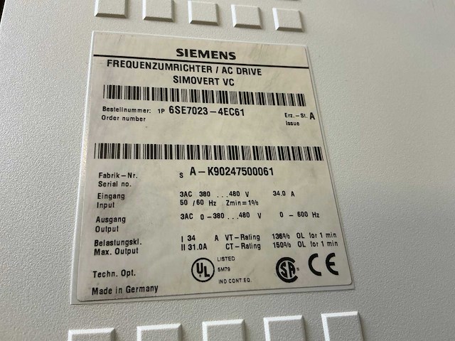 Siemens simovert vc 6se7023-4ec61 frequentieregelaar - afbeelding 3 van  6