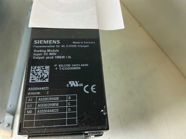 Siemens sinamics 6sl3100-1ae31-0ab0 braking module (2x) - afbeelding 3 van  5