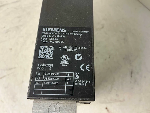 Siemens sinamics 6sl3120-1te13-0aa4 single motor module - afbeelding 3 van  4
