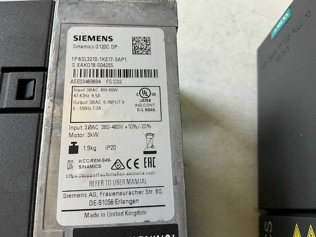 Siemens sinamics g120c dp frequentieregelaar (2x) - afbeelding 5 van  7
