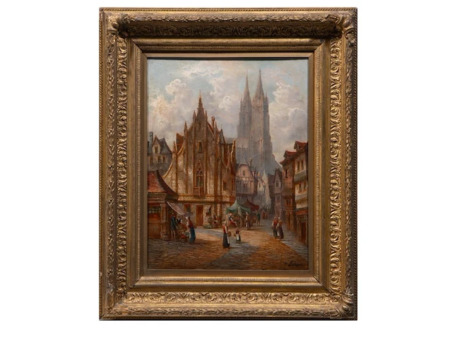 Signed 'h. livens', a pair of pendant works with city centre views, oil on canvas 46 x 35 cm. (18.10 x 13.77 in.), frame: 66 x 55 cm. (25.98 x 21.64 in.) - afbeelding 14 van  18