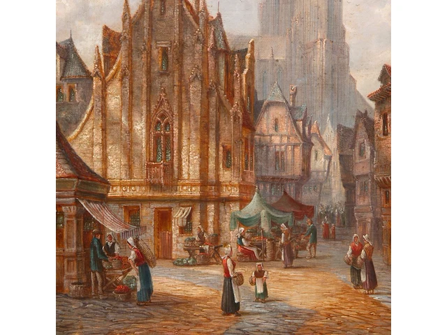 Signed 'h. livens', a pair of pendant works with city centre views, oil on canvas 46 x 35 cm. (18.10 x 13.77 in.), frame: 66 x 55 cm. (25.98 x 21.64 in.) - afbeelding 16 van  18