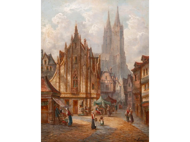 Signed 'h. livens', a pair of pendant works with city centre views, oil on canvas 46 x 35 cm. (18.10 x 13.77 in.), frame: 66 x 55 cm. (25.98 x 21.64 in.) - afbeelding 18 van  18