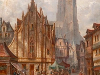 Signed 'h. livens', a pair of pendant works with city centre views, oil on canvas 46 x 35 cm. (18.10 x 13.77 in.), frame: 66 x 55 cm. (25.98 x 21.64 in.) - afbeelding 18 van  18
