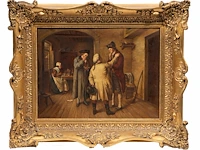 Signed 'j. matou', the advisor and the appraiser, oil on mahogany 40 x 51.5 cm. (15 3/4 x 20.28 in.), frame: 60 x 73 cm. (23.62 x 28.73 in.) - afbeelding 2 van  6