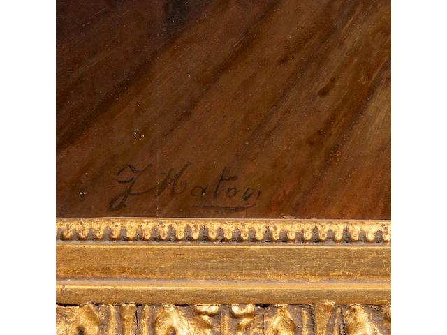 Signed 'j. matou', the advisor and the appraiser, oil on mahogany 40 x 51.5 cm. (15 3/4 x 20.28 in.), frame: 60 x 73 cm. (23.62 x 28.73 in.) - afbeelding 4 van  6