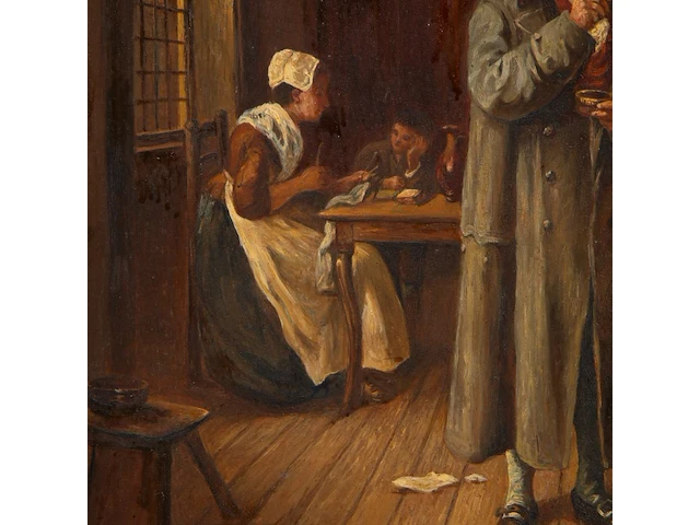 Signed 'j. matou', the advisor and the appraiser, oil on mahogany 40 x 51.5 cm. (15 3/4 x 20.28 in.), frame: 60 x 73 cm. (23.62 x 28.73 in.) - afbeelding 5 van  6