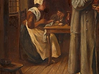 Signed 'j. matou', the advisor and the appraiser, oil on mahogany 40 x 51.5 cm. (15 3/4 x 20.28 in.), frame: 60 x 73 cm. (23.62 x 28.73 in.) - afbeelding 5 van  6