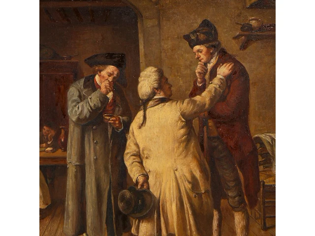 Signed 'j. matou', the advisor and the appraiser, oil on mahogany 40 x 51.5 cm. (15 3/4 x 20.28 in.), frame: 60 x 73 cm. (23.62 x 28.73 in.) - afbeelding 6 van  6