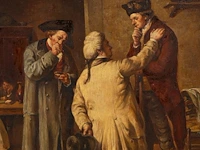 Signed 'j. matou', the advisor and the appraiser, oil on mahogany 40 x 51.5 cm. (15 3/4 x 20.28 in.), frame: 60 x 73 cm. (23.62 x 28.73 in.) - afbeelding 6 van  6