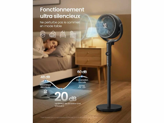 Silent pedestal fan 20 db, met afstandsbediening - afbeelding 4 van  6