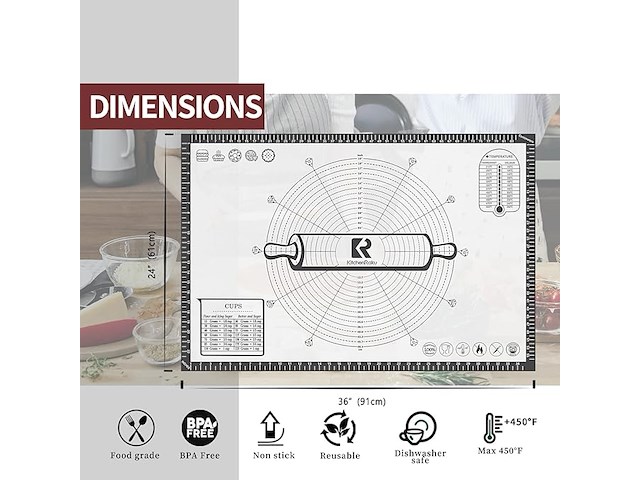 Siliconen bakmat (91 x 61 cm) - afbeelding 3 van  5