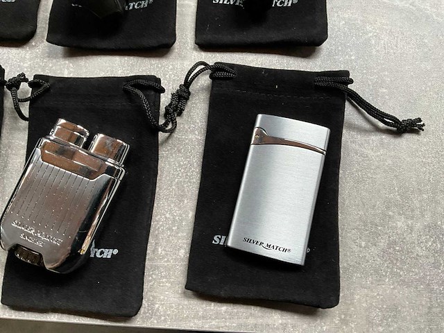 Silver match diverse luxe aanstekers met hoesje (6x) - afbeelding 4 van  5
