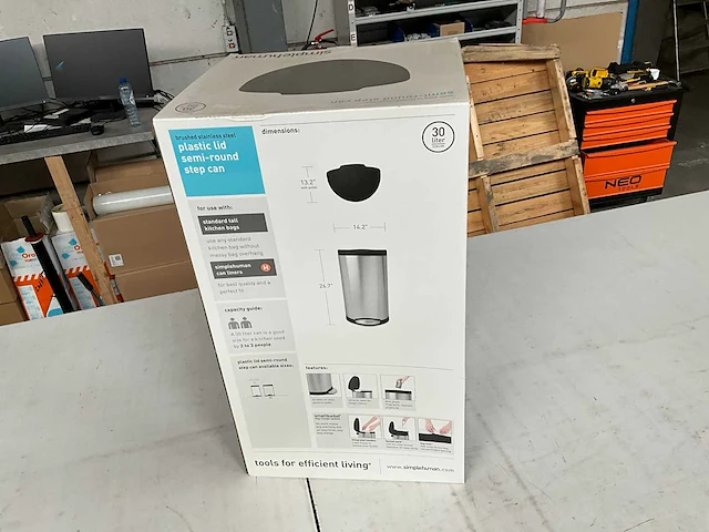 Simplehuman half ronde afvalbak 30 liter - afbeelding 4 van  8