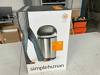 Simplehuman half ronde afvalbak roestvrij staal 40 liter