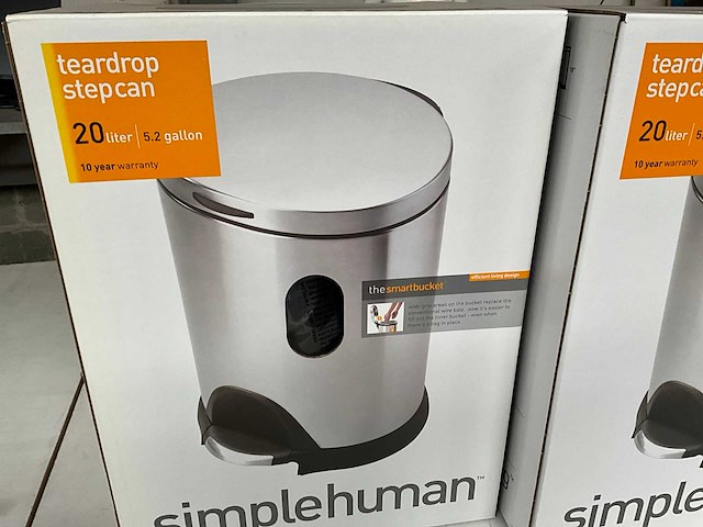 Simplehuman prullenbak met voetpedaal 20 liter (2x) - afbeelding 2 van  5