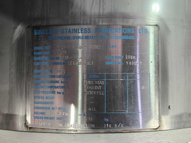 Sinclair - v400 - premix-vat - 2004 - afbeelding 5 van  5