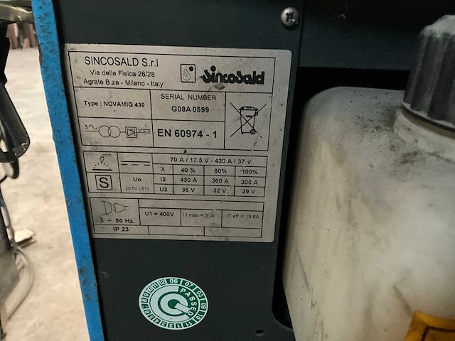 Sincosald novamig430 mig lasapparaat - afbeelding 7 van  9