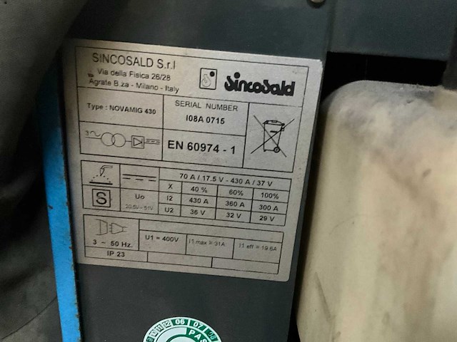 Sincosald novamig430 mig lasapparaat - afbeelding 8 van  9