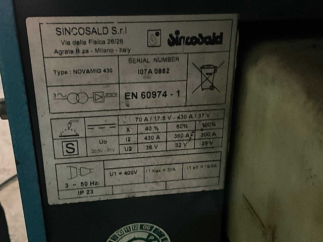 Sincosald novamig430 mig lasapparaat - afbeelding 3 van  12