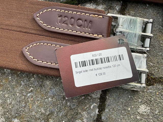 Singel leder met buiklap paarden (3x) - afbeelding 6 van  7