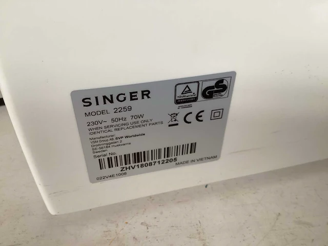 Singer 2259 naaimachine - afbeelding 6 van  7