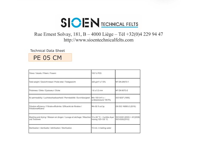 Sioen tds pe 05 rollen filterdoek (2x) - afbeelding 5 van  5