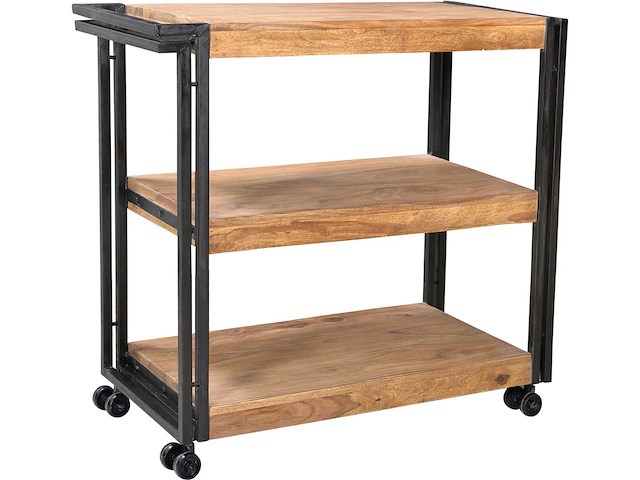Sit meubels keukenkar | op wielen | 3 planken, natuurlijk acaciahout - afbeelding 2 van  6