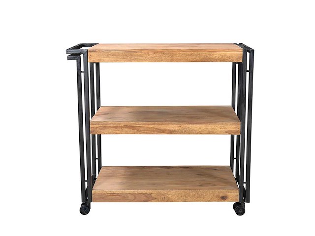 Sit meubels keukenkar | op wielen | 3 planken, natuurlijk acaciahout - afbeelding 3 van  6
