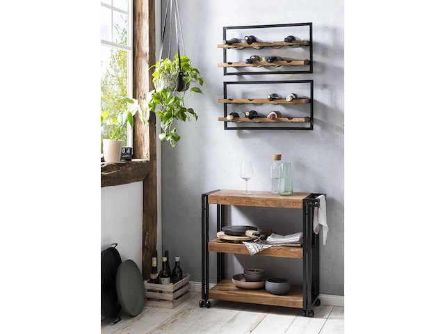 Sit meubels keukenkar | op wielen | 3 planken, natuurlijk acaciahout - afbeelding 6 van  6