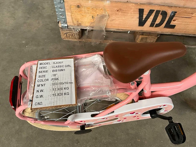 Sjoef classic girl kinderfiets 18” roze - afbeelding 6 van  12