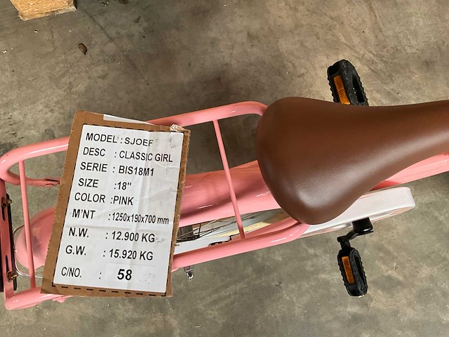 Sjoef classic girl kinderfiets met zijwieltjes 18 inch - afbeelding 4 van  6