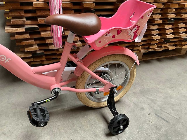 Sjoef dolly kinderfiets meisjes met zijwieltjes 14 inch roze - afbeelding 10 van  14