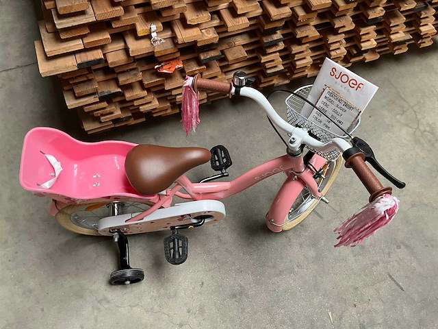 Sjoef dolly kinderfiets meisjes met zijwieltjes 14 inch roze - afbeelding 4 van  14