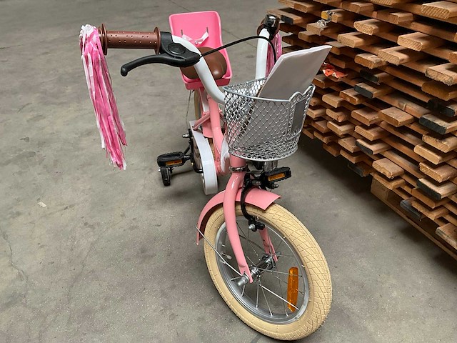 Sjoef dolly kinderfiets meisjes met zijwieltjes 14 inch roze - afbeelding 7 van  14