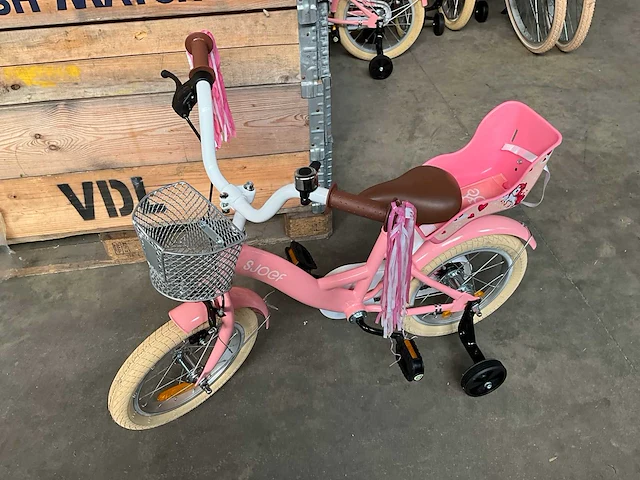 Sjoef dolly kinderfiets roze met zijwieltjes 14” - afbeelding 8 van  10