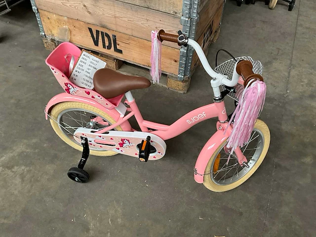 Sjoef dolly kinderfiets roze met zijwieltjes 16” - afbeelding 1 van  11