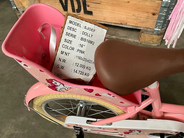 Sjoef dolly kinderfiets roze met zijwieltjes 16” - afbeelding 10 van  11