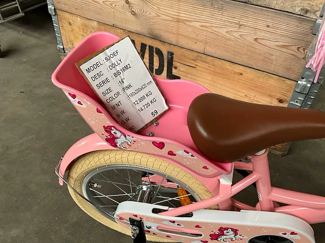 Sjoef dolly kinderfiets roze met zijwieltjes 16” - afbeelding 8 van  12