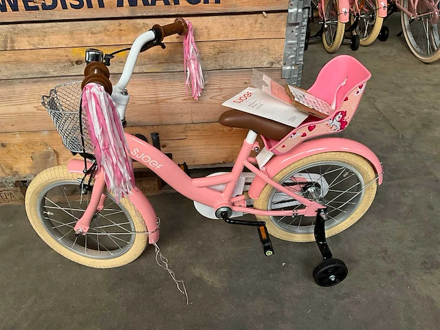 Sjoef dolly kinderfiets roze met zijwieltjes 16” - afbeelding 2 van  12