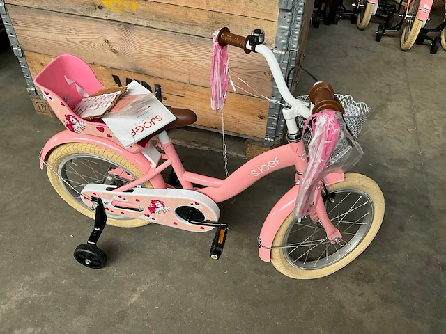 Sjoef dolly kinderfiets roze met zijwieltjes 16” - afbeelding 1 van  12
