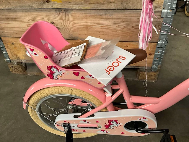 Sjoef dolly kinderfiets roze met zijwieltjes 16” - afbeelding 6 van  12