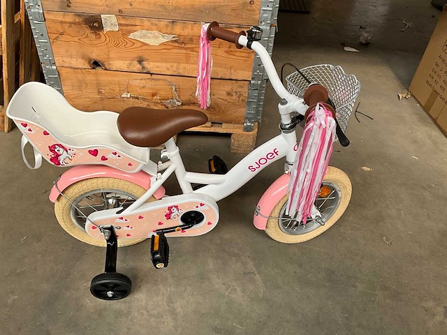 Sjoef dolly kinderfiets wit/roze 12 inch - afbeelding 1 van  12